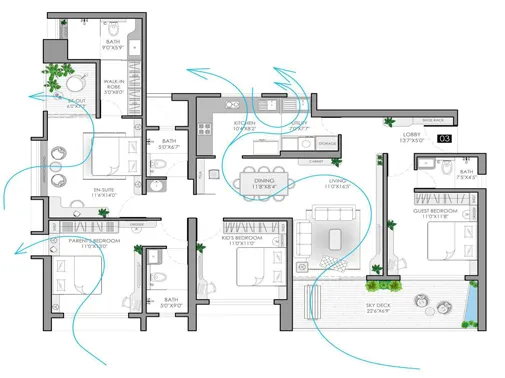 4 BHK XL unit Plan